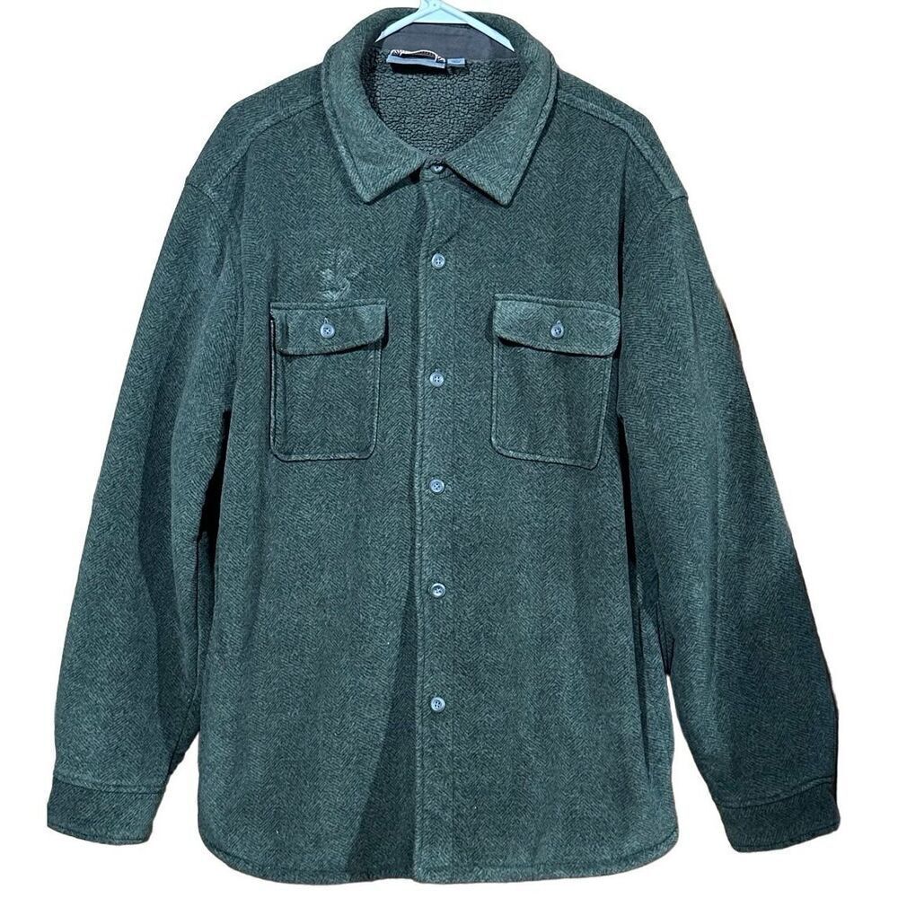 Rugged Elements Jacket Men's XL Green Shacket Sherpa Lined Warm Lumberjack Imper